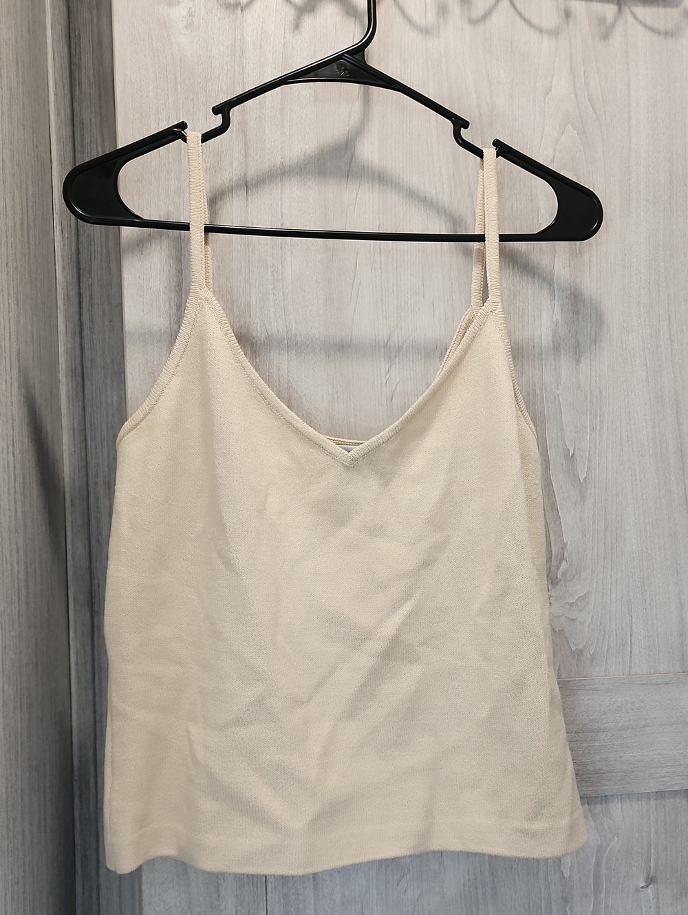 St. John by Marie Gray Cream Knit Tank Top | Sleeveless Stretch Cami LARGE